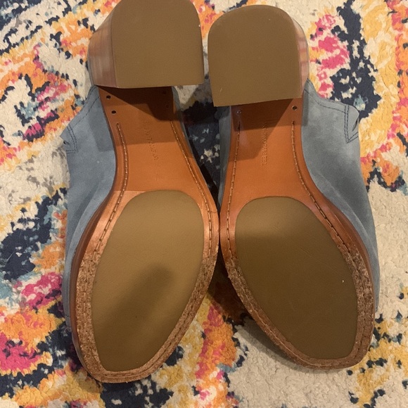 Frye Shoes | The Frye Company Karissa Blue Suede Heeled Mules Open Toe Size - Picture 3 of 4